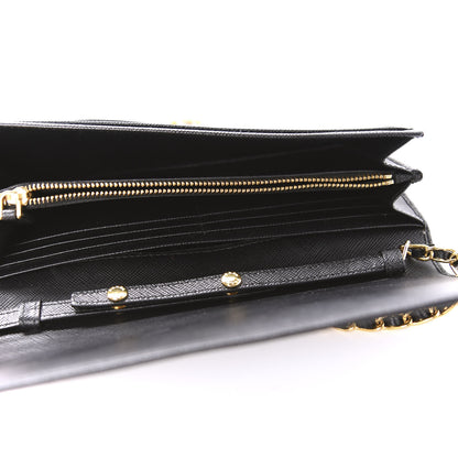 Prada Saffiano Metal Oro Chain Wallet Black 5 of 10