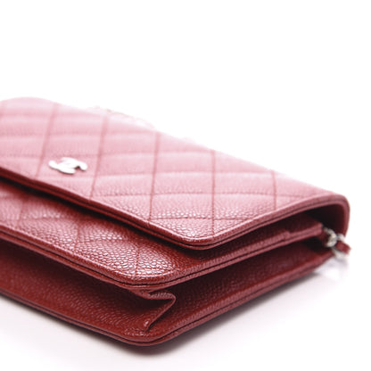 Chanel Caviar Quilted Wallet on Chain WOC Red 9 of 11