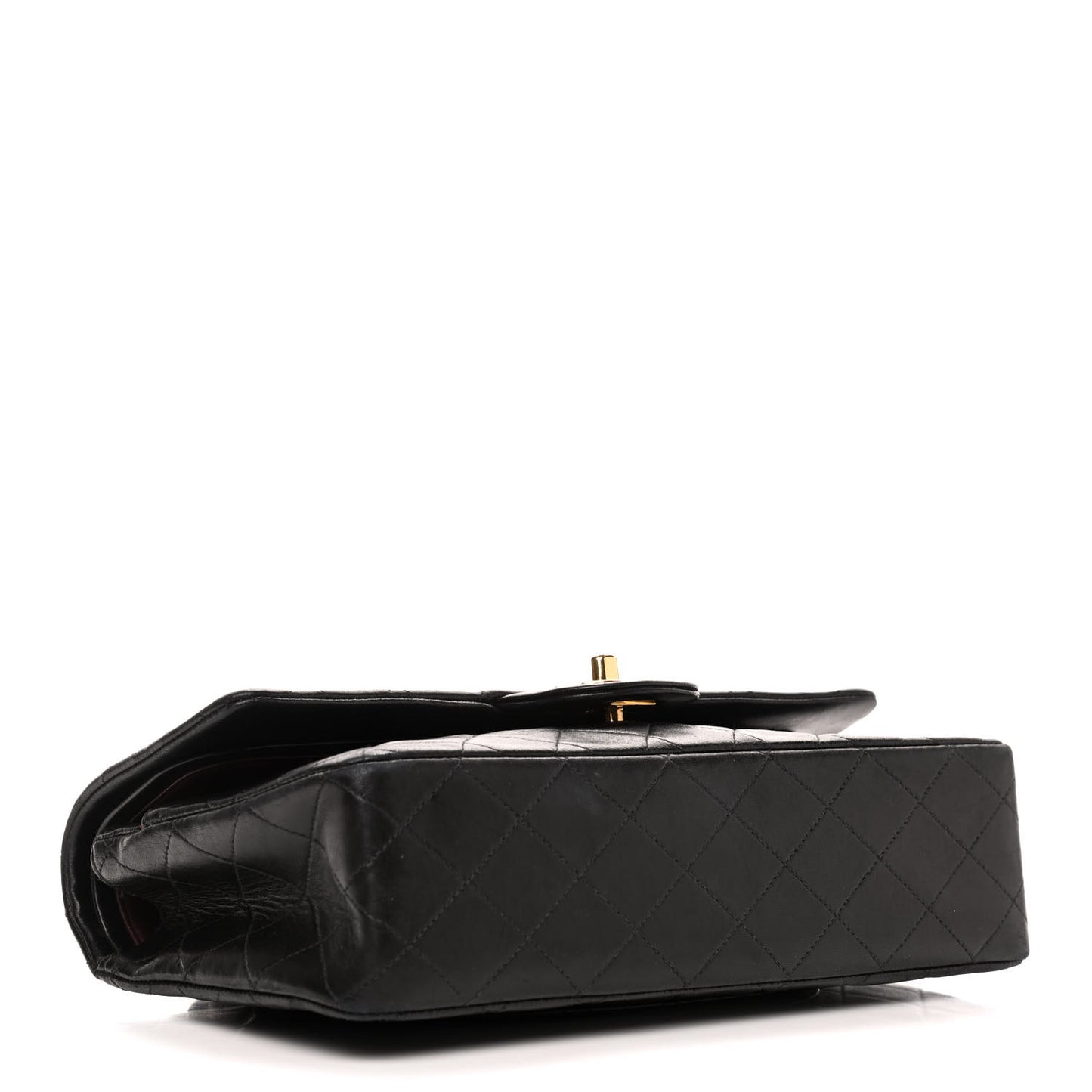 Lambskin Quilted Medium Double Flap Black