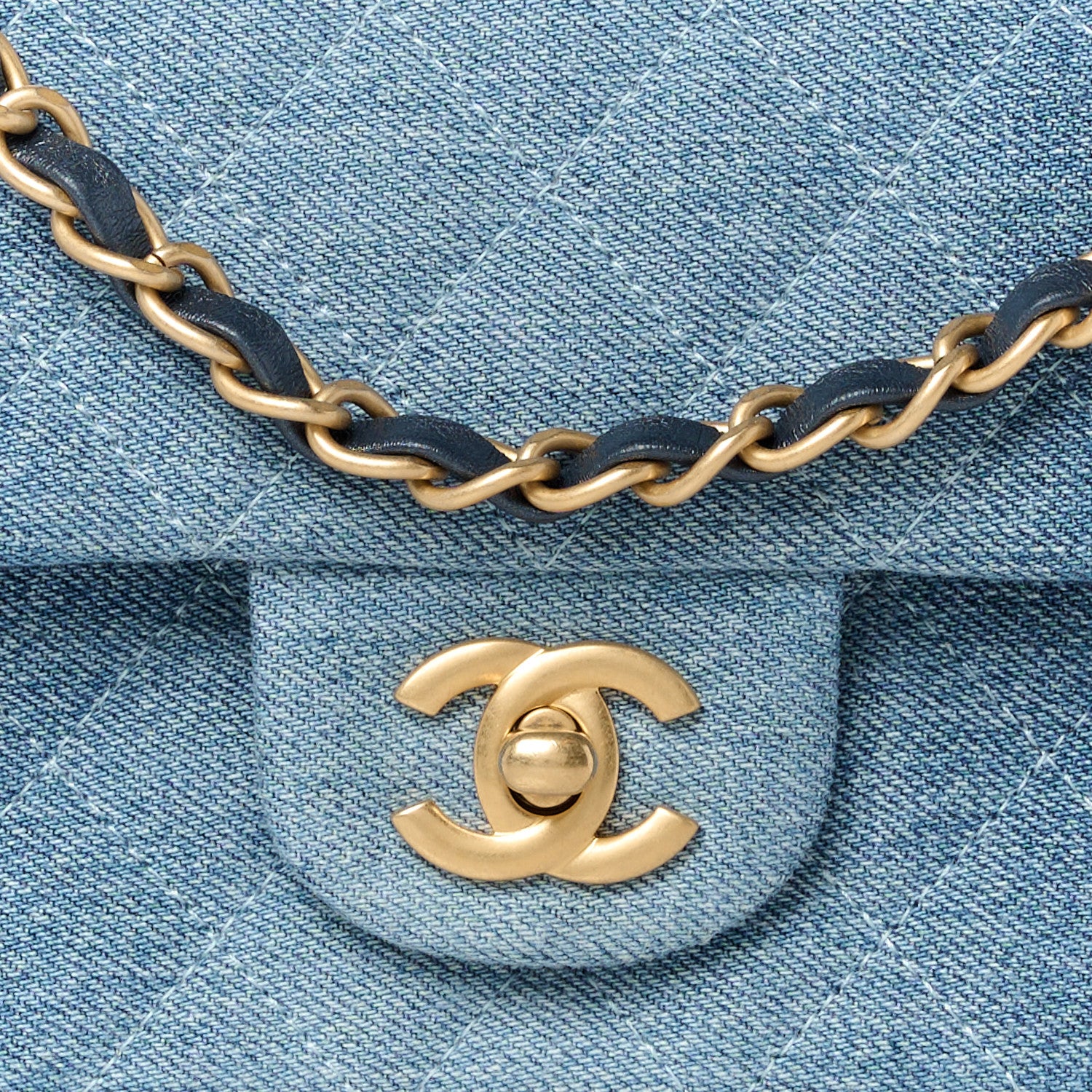 Chanel Washed Denim Quilted Mini Rectangular Flap Blue 9 of 12