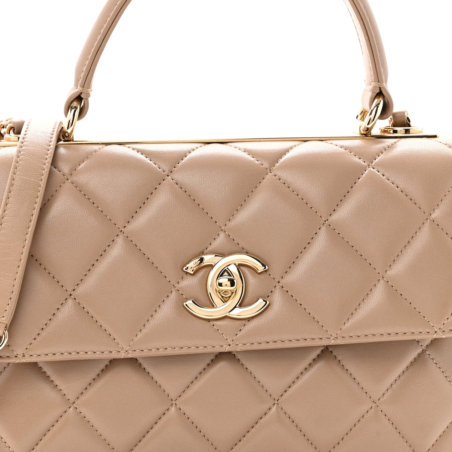 Lambskin Quilted Small Trendy CC Dual Handle Flap Bag Beige