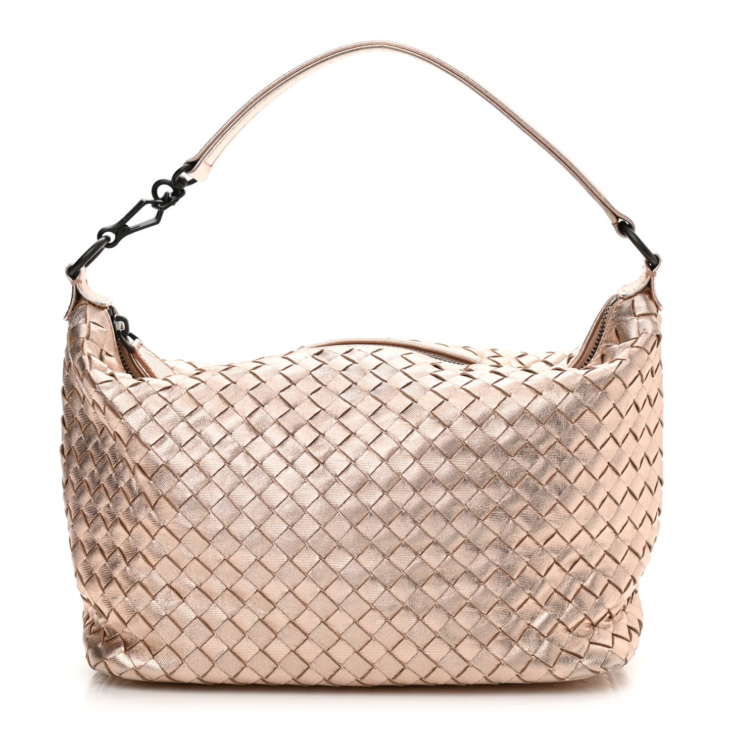 Metallic Grosgrain Intrecciato Ciambrino Bag Rose Gold