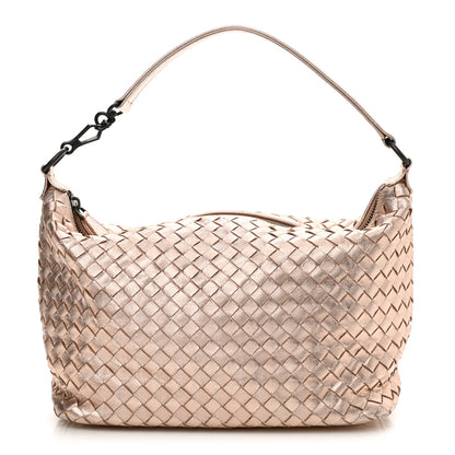 Bottega Veneta Metallic Grosgrain Intrecciato Ciambrino Bag Rose Gold 1 of 9