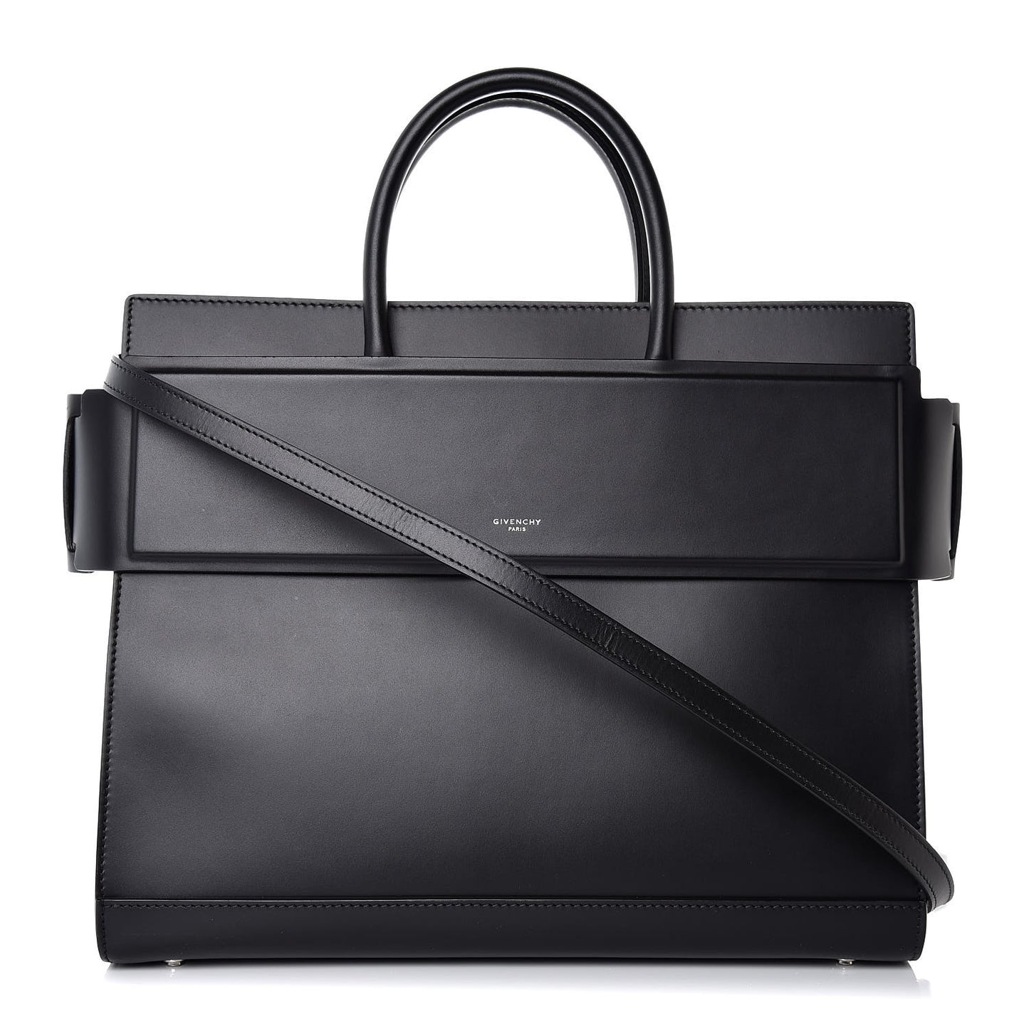 Smooth Calfskin Medium Horizon Satchel Black