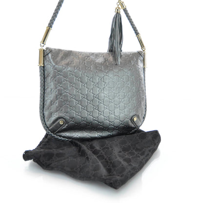 Gucci Guccissima Britt Tassel Shoulder Bag Gunmetal 3 of 21