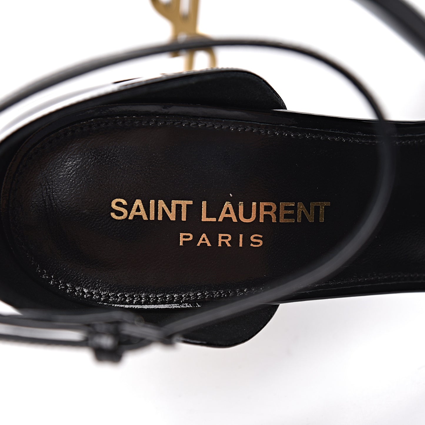 Patent Calfskin Opyum Sandals 39.5 Black Gold