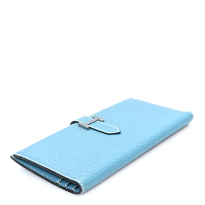 Hermes Taurillon Clemence Bearn Gusset Wallet Blue Jean 4 of 7