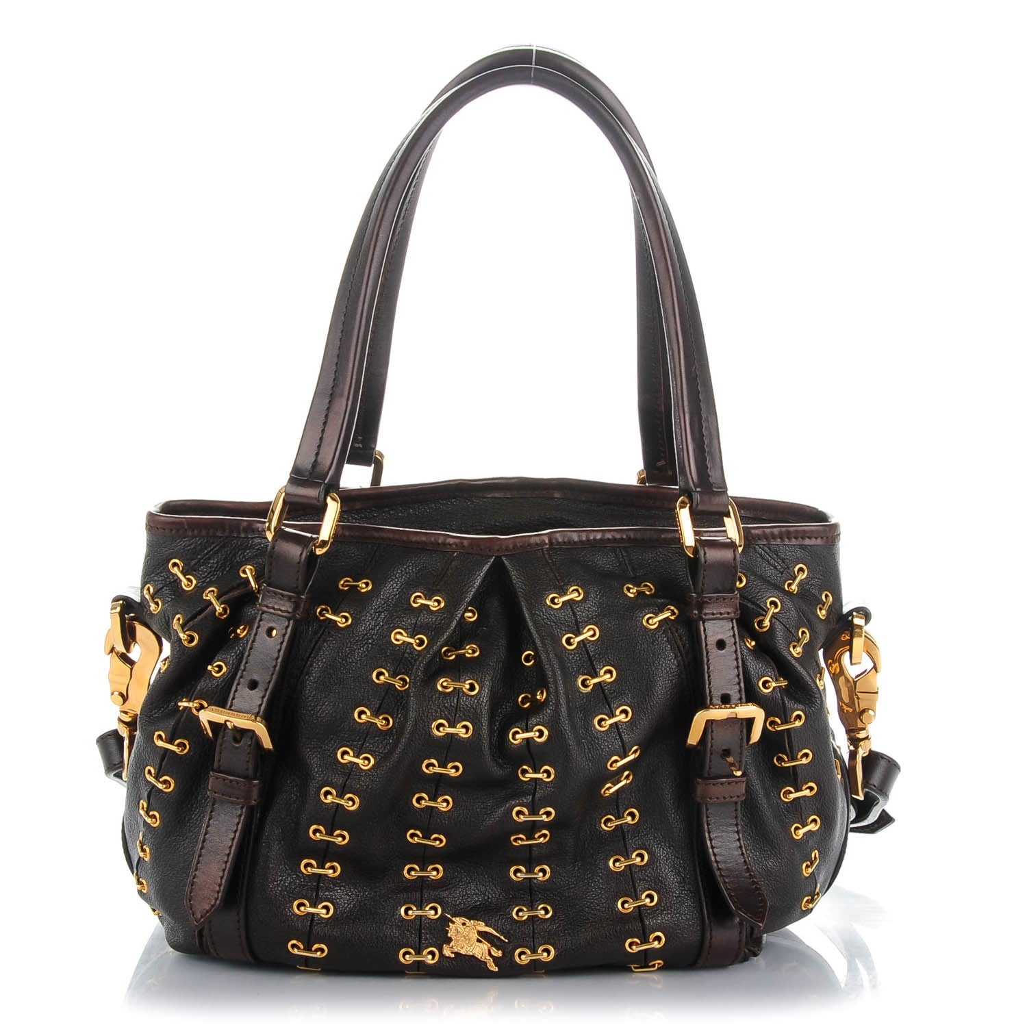 Burberry Calfskin Metal Stitch Lowry Chocolate 1 of 8