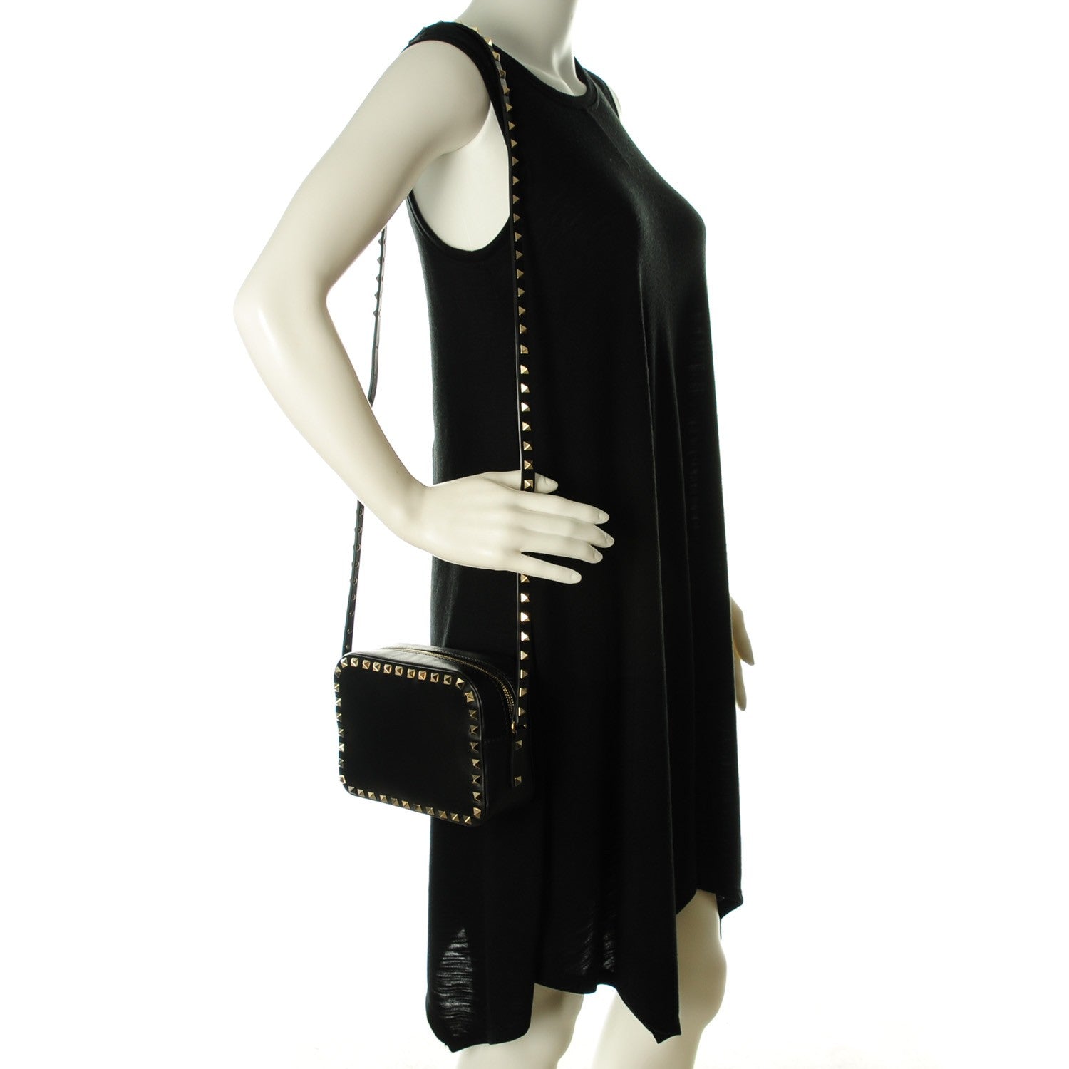 Valentino Garavani Calfskin Rockstud Camera Crossbody Bag Black 2 of 7