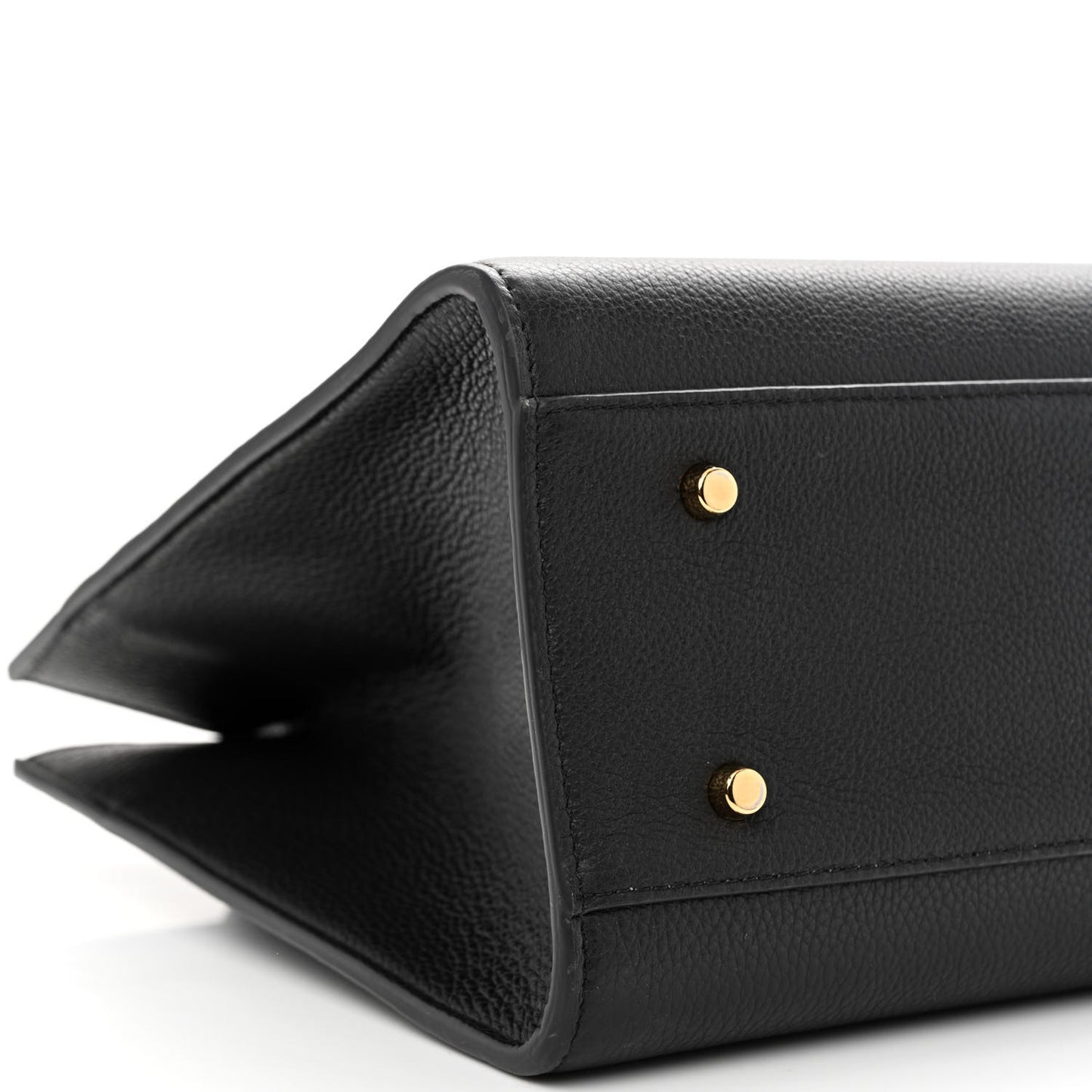Grained Calfskin Large Virtus Top Handle Shoulder Bag Black