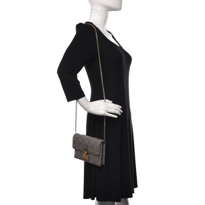 Christian Dior Lambskin Cannage Dioraddict Wallet on Chain Clutch Grey 2 of 14