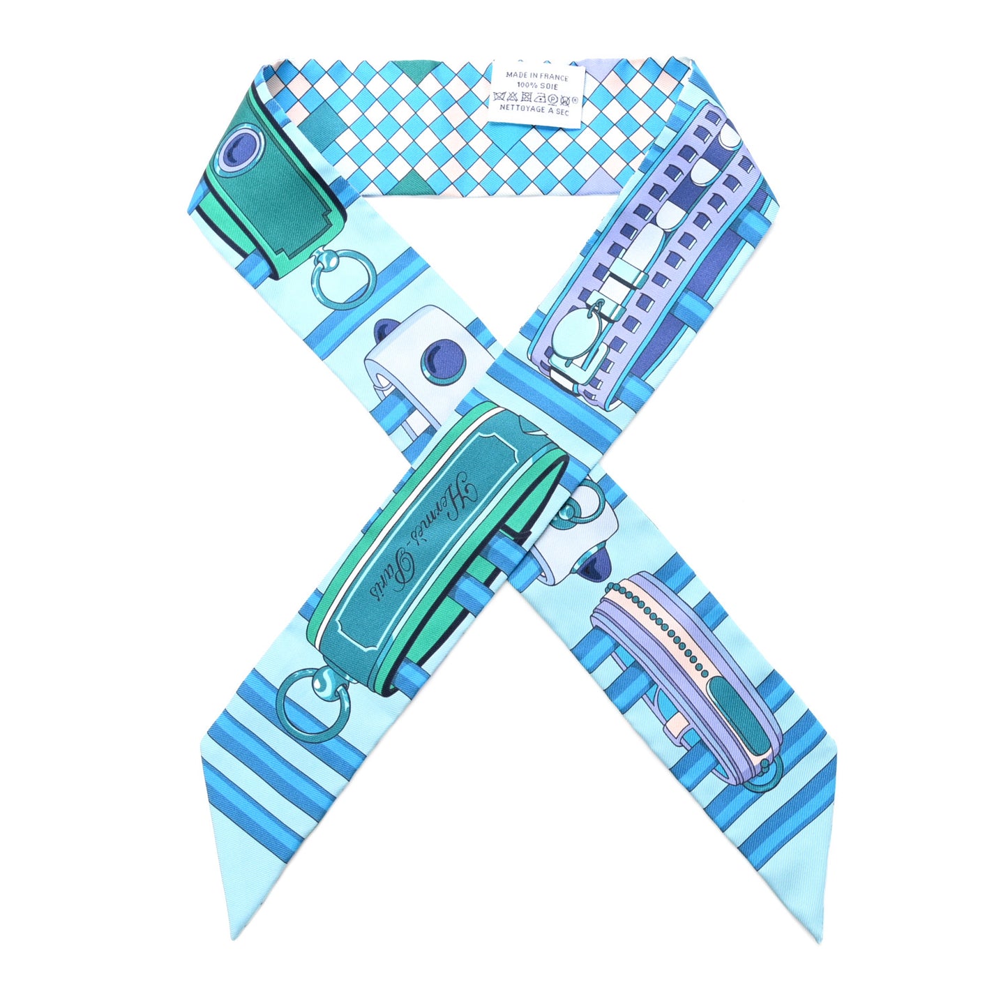 Silk Colliers De Chiens Remix Twilly White Turquoise