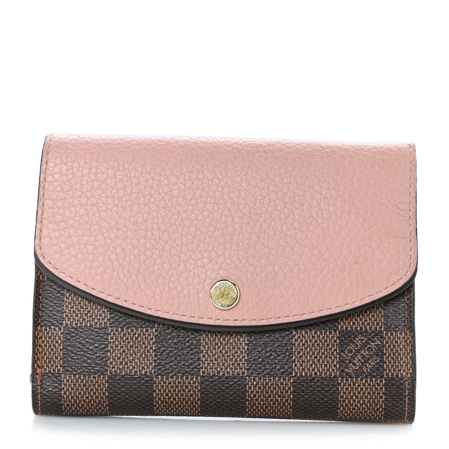 Louis Vuitton Damier Ebene Normandy Compact Wallet Rose Ballerine 1 of 7