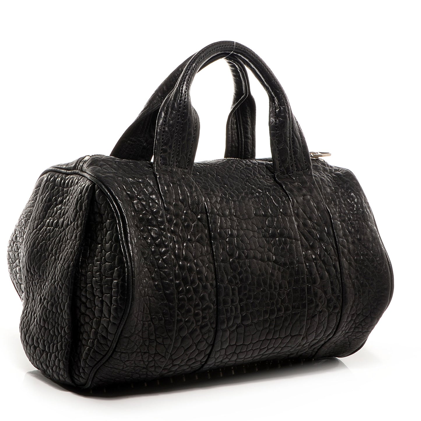 Pebbled Lambskin Rocco Black with Silver Hardware