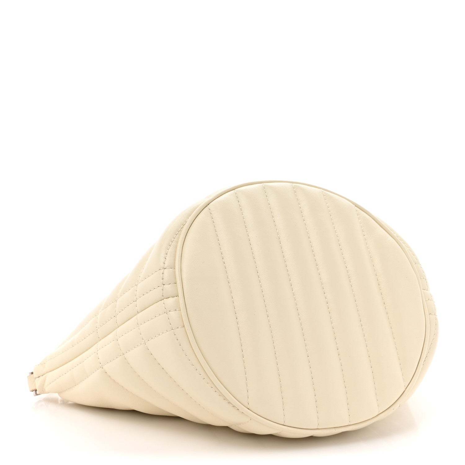 Burberry Lambskin Quilted Small Crescent Lola Bag Pale Vanilla 5 of 15