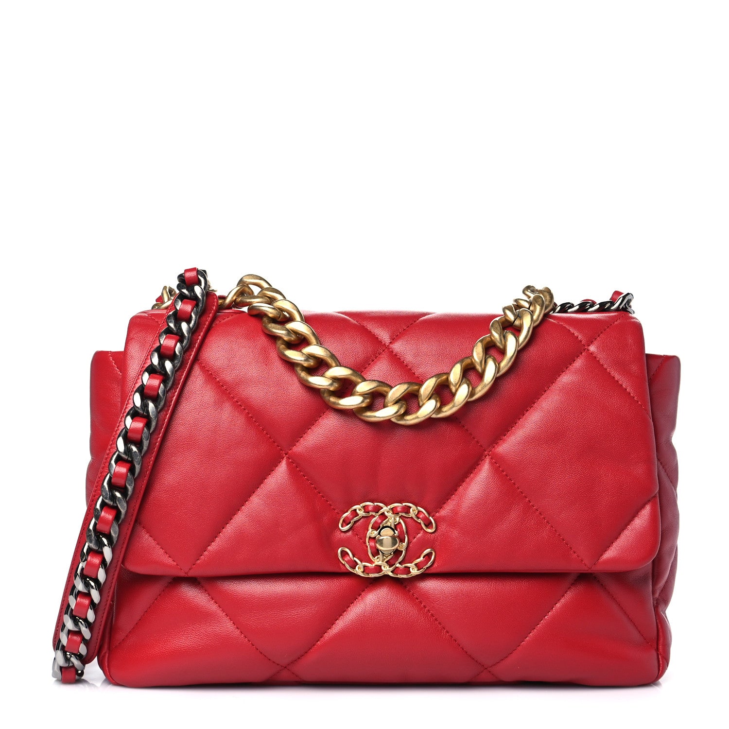 Chanel Lambskin Quilted Large Chanel 19 Flap Red 1 of 11