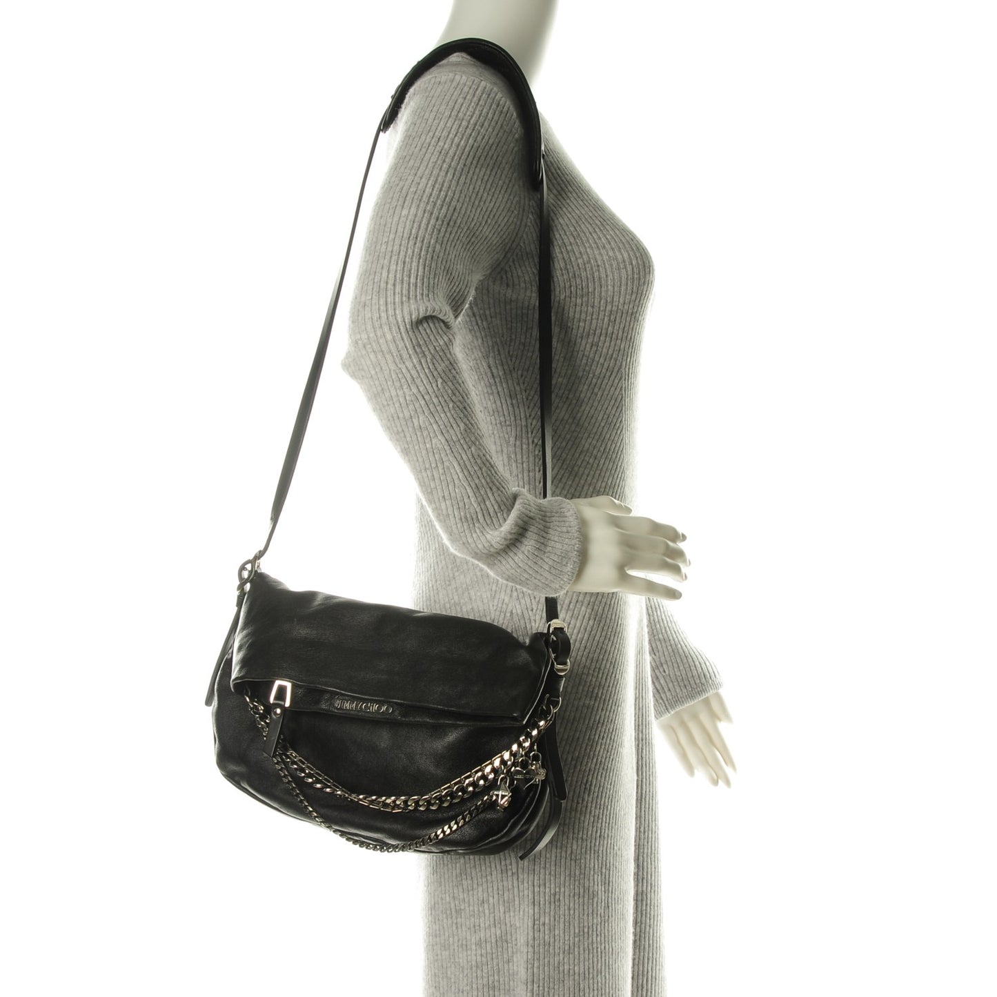 Lambskin Small Biker Hobo Black