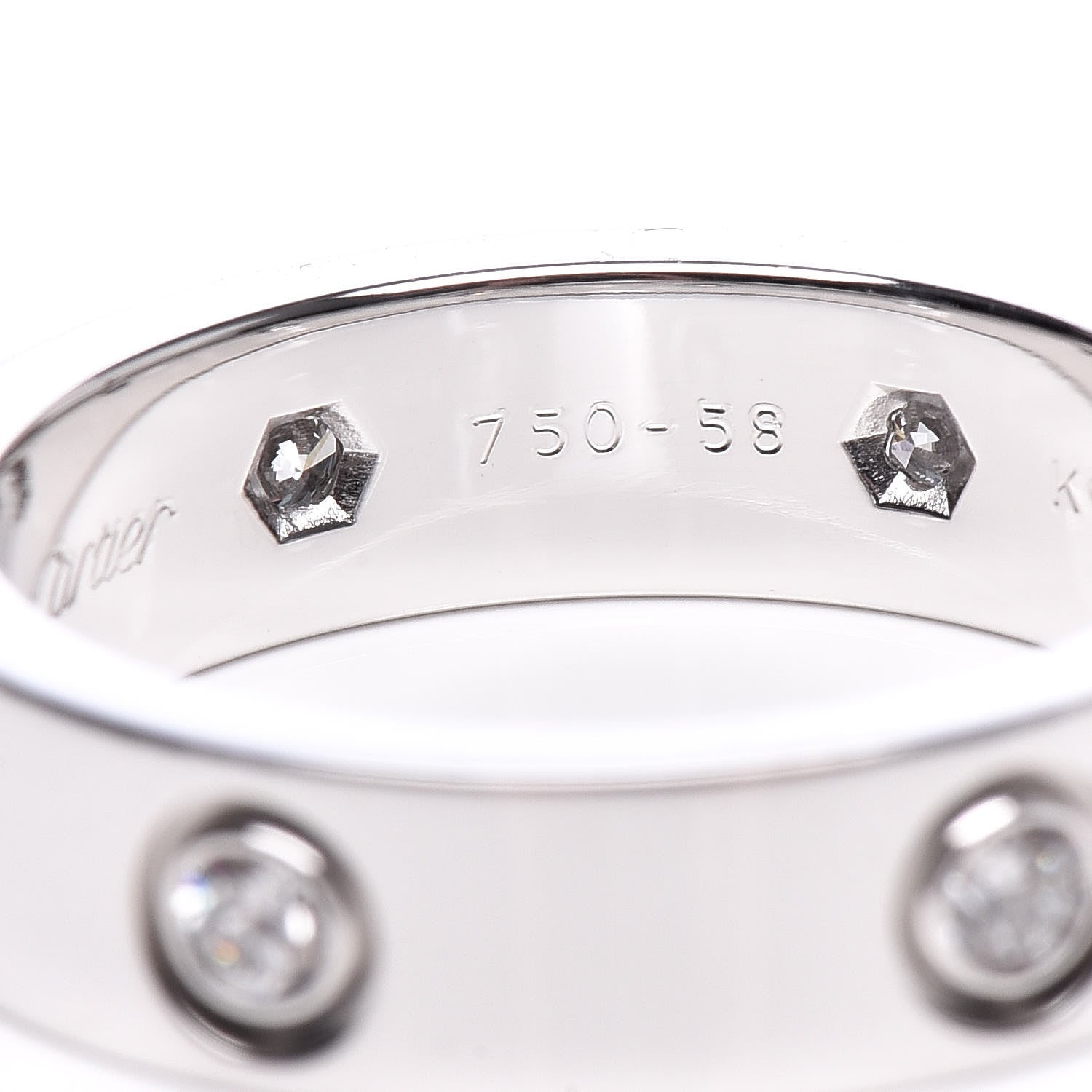 Cartier 18K White Gold 6 Diamond 5.5mm LOVE Ring 58 8.25 5 of 7
