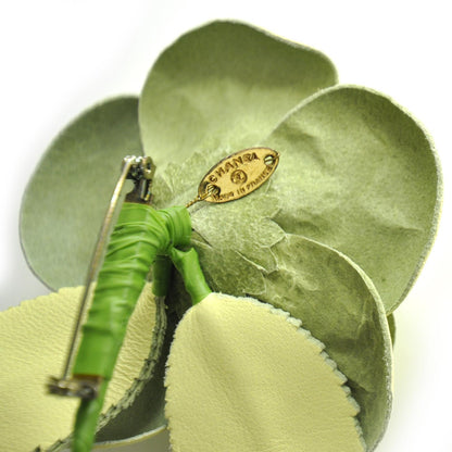 Chanel Leather Camellia Pin Brooch Green 5 of 5