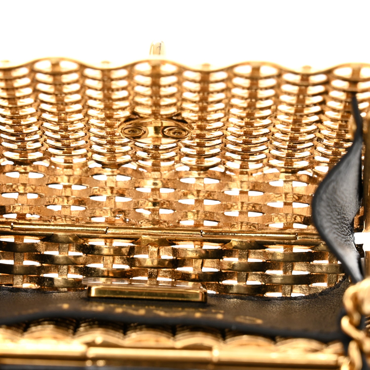 Chanel Woven Metal Lambskin Quilted Micro Flap Black Gold 5 of 10