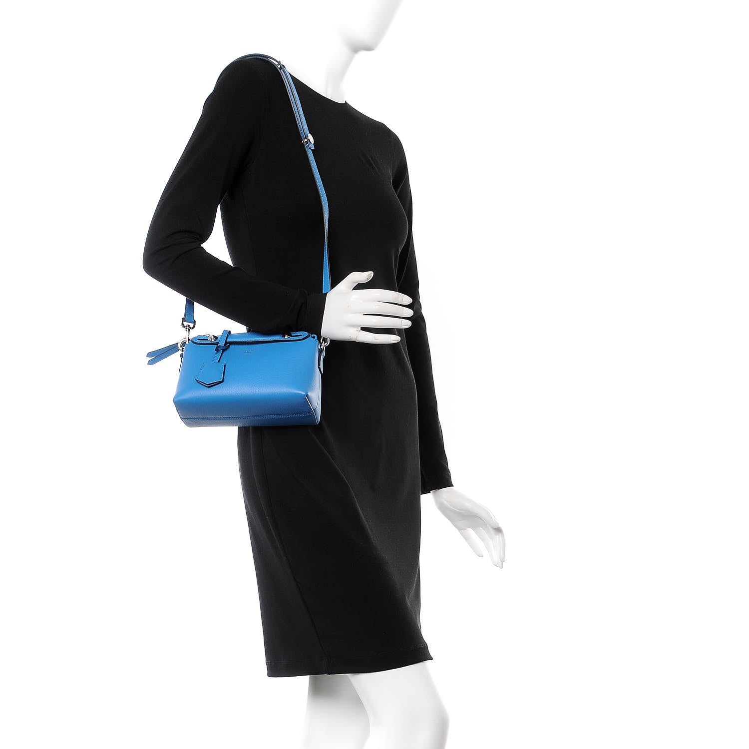Fendi Vitello Dolce Mini By The Way Boston Bag Blue Royal 2 of 8