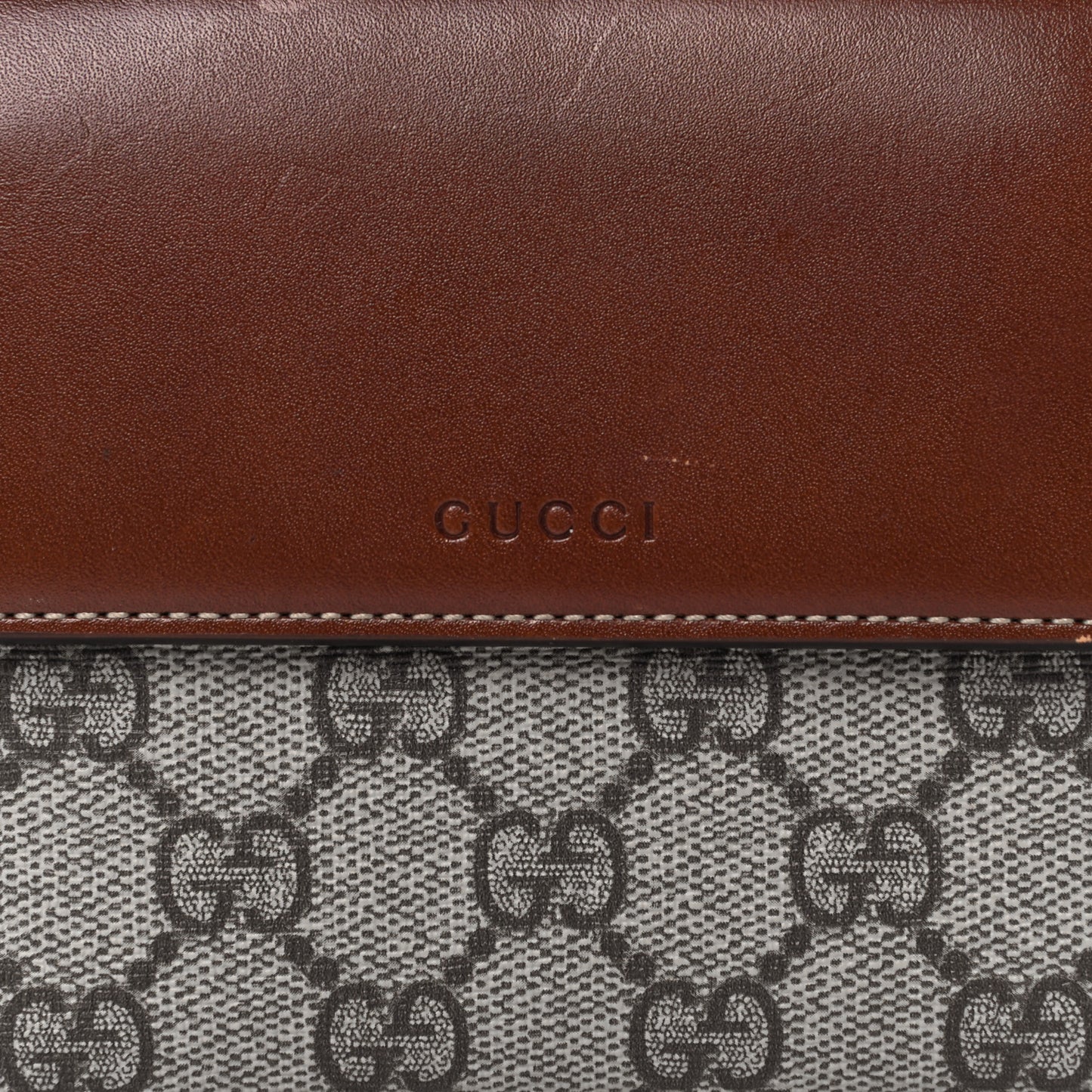 GG Supreme Monogram French Flap Wallet Brown