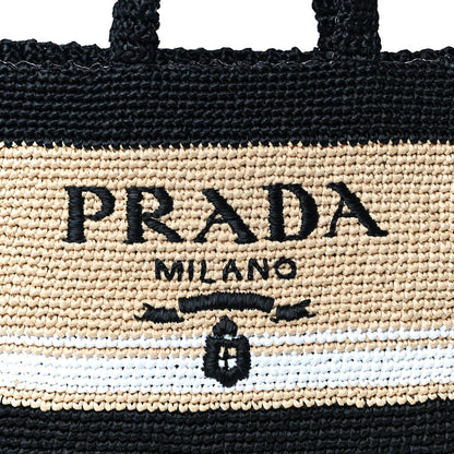 Prada Raffia Logo Tote Naurale Black 8 of 12
