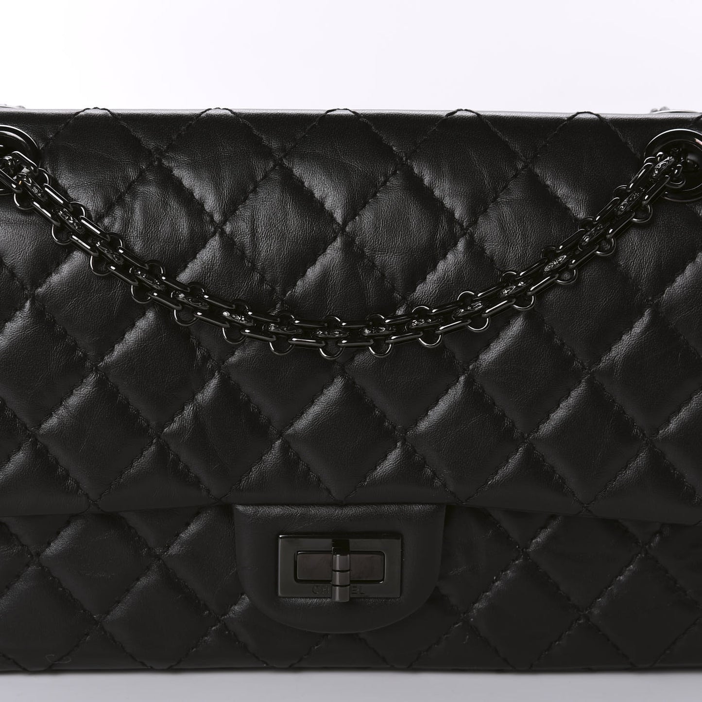 Aged Calfskin Quilted 2.55 Reissue 225 Flap So Black