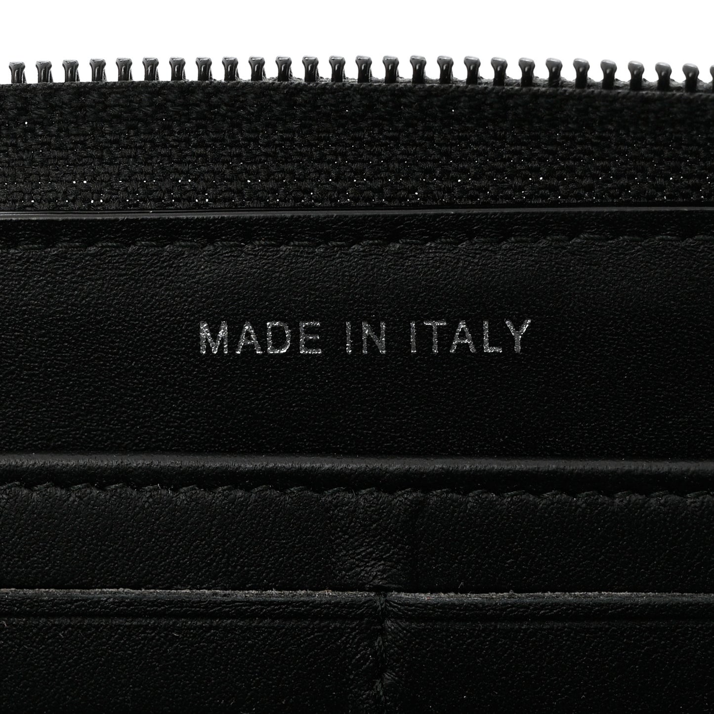 Calfskin Painted Chevron Embossed Large Boy Zip Wallet Black