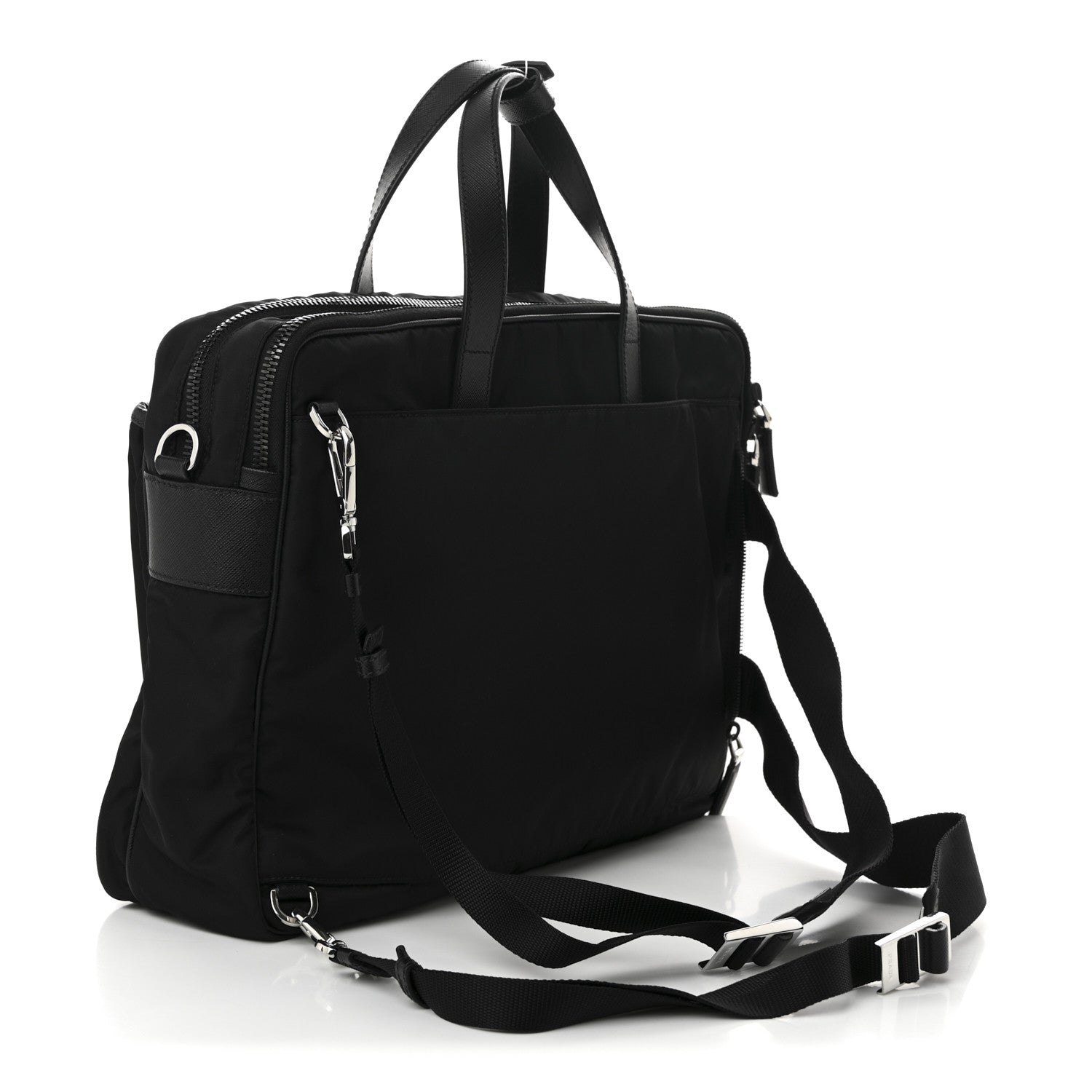 Prada Tessuto Nylon Saffiano Briefcase Black 4 of 12