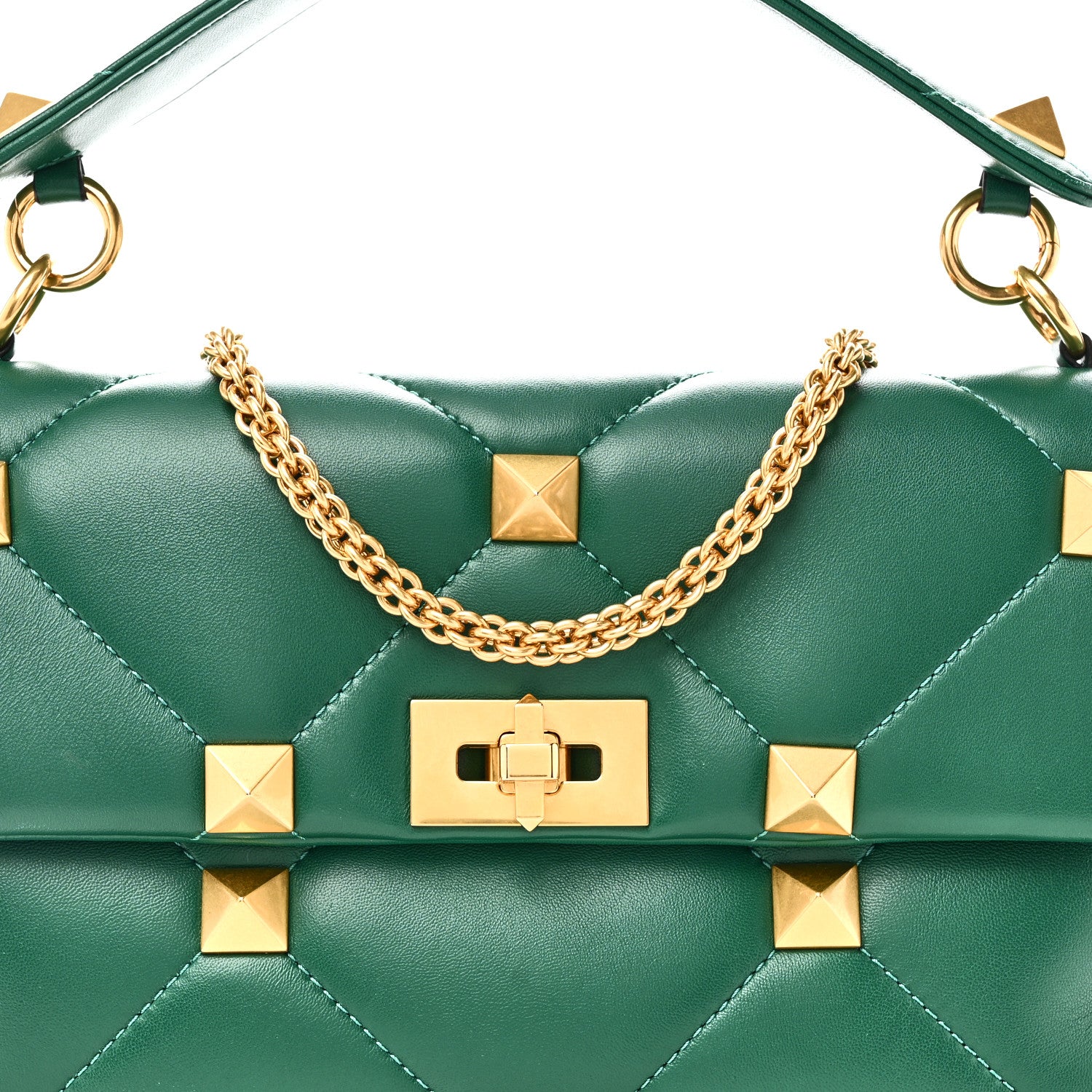 Valentino Garavani Nappa Large Roman Stud Shoulder Bag Jungle 7 of 9