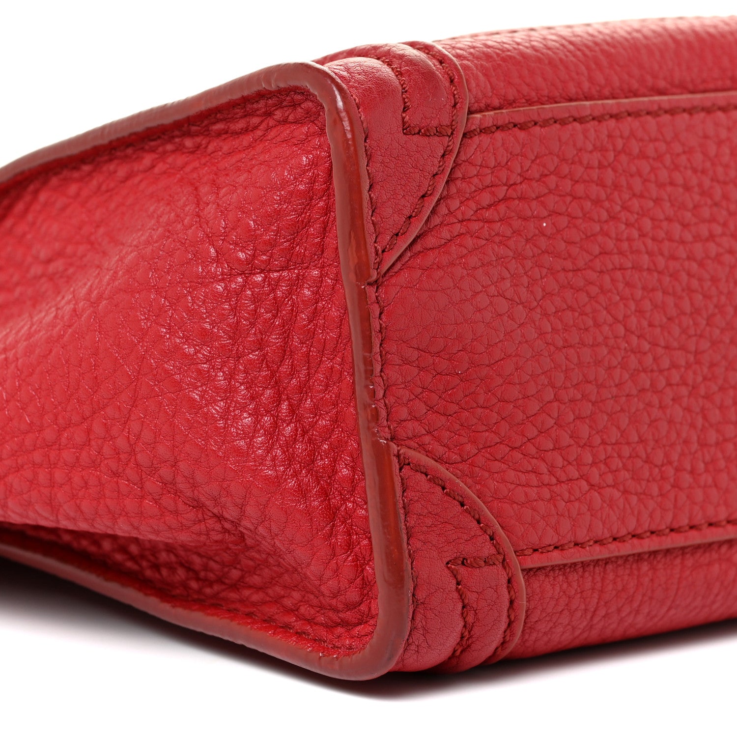 Celine Drummed Calfskin Nano Luggage Red 8 of 16