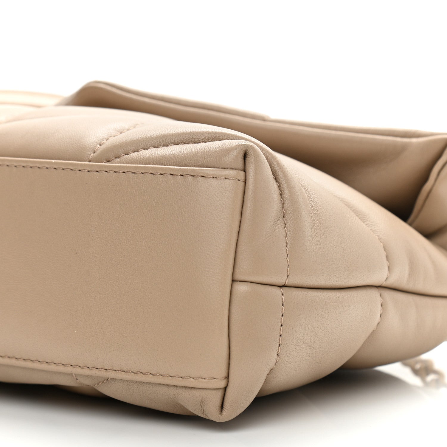 Saint Laurent Lambskin Quilted Toy Loulou Puffer Monogram Chain Satchel Nude Powder 11 of 11