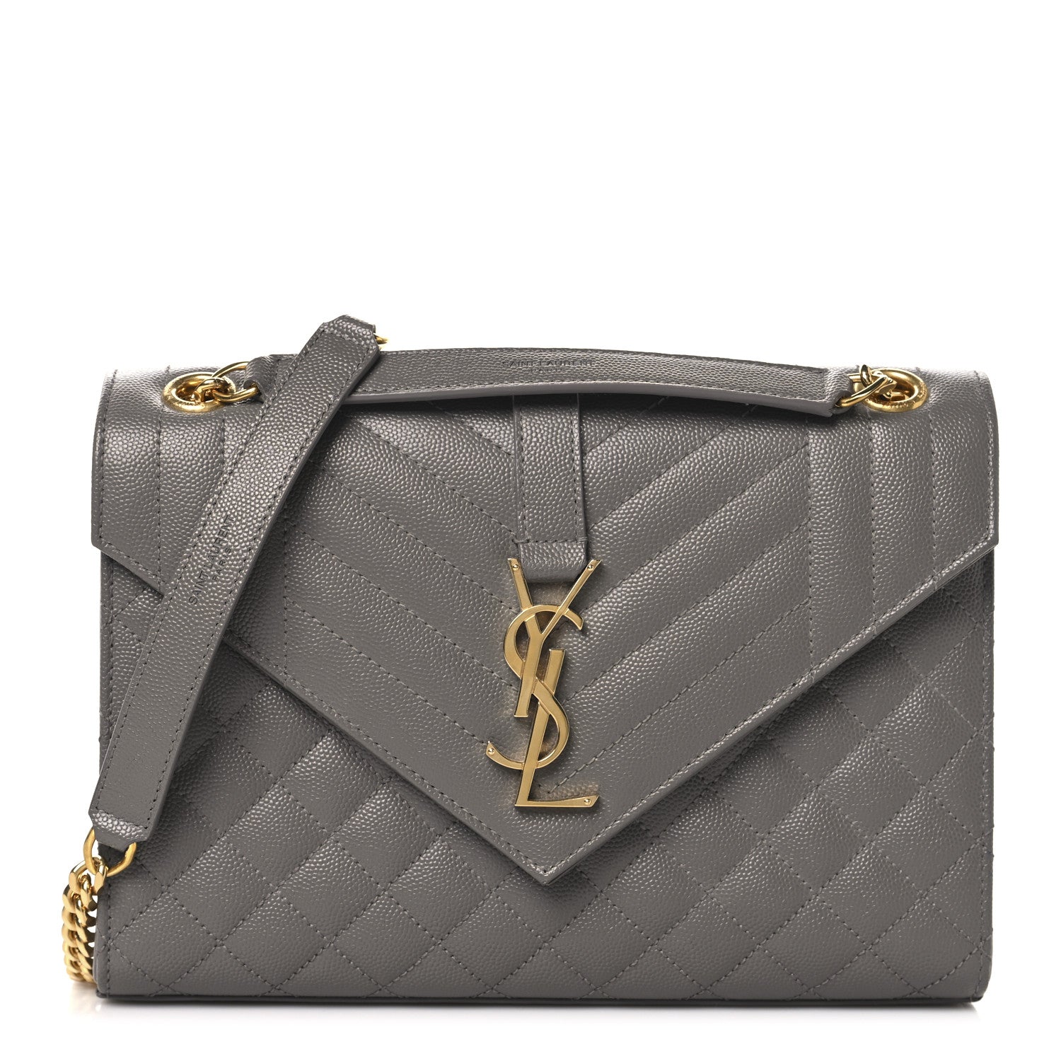 Saint Laurent Grain De Poudre Textured Mixed Matelasse Medium Triquilt Monogram Satchel Fog 1 of 10