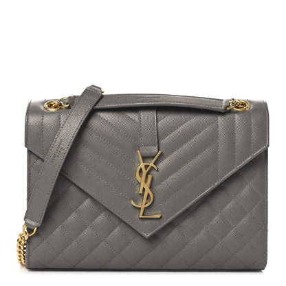 Saint Laurent Grain De Poudre Textured Mixed Matelasse Medium Triquilt Monogram Satchel Fog 1 of 10