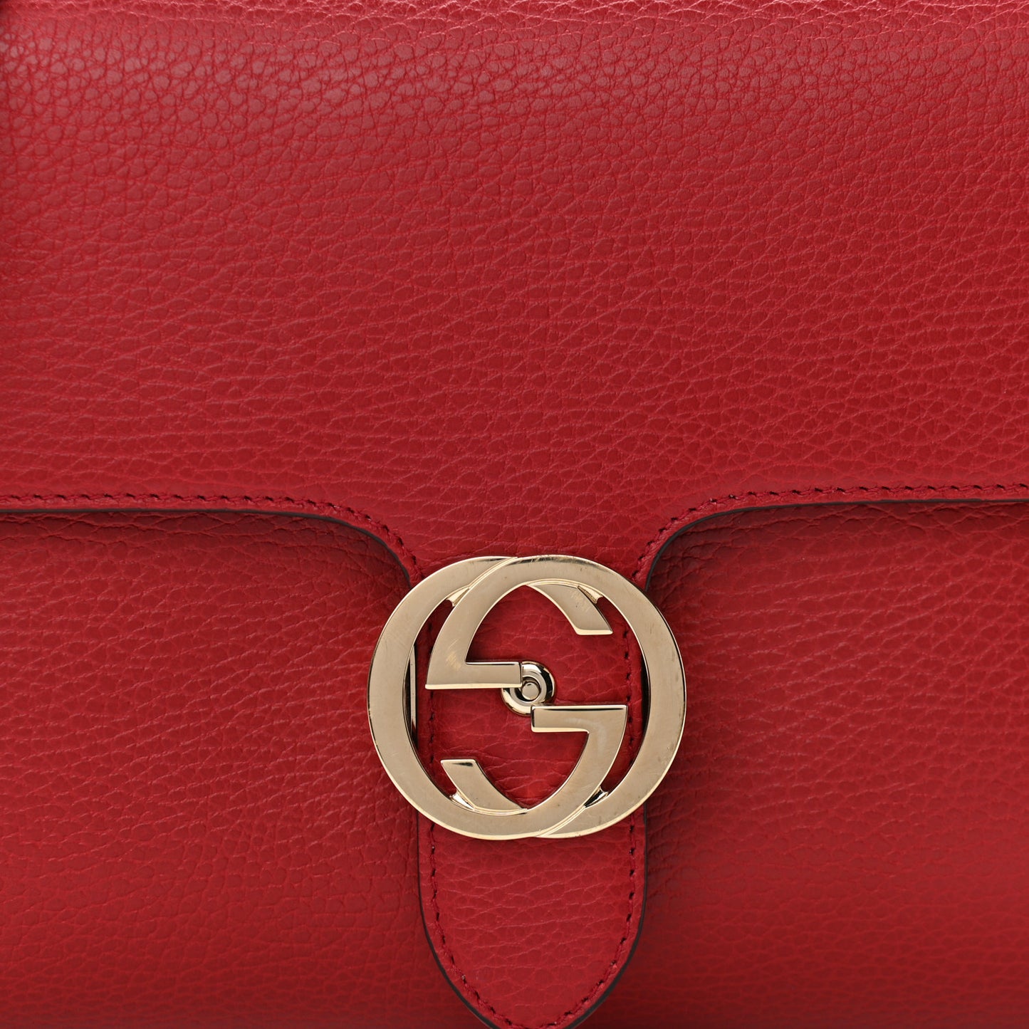 Dollar Calfskin Interlocking G Top Handle Shoulder Bag Red