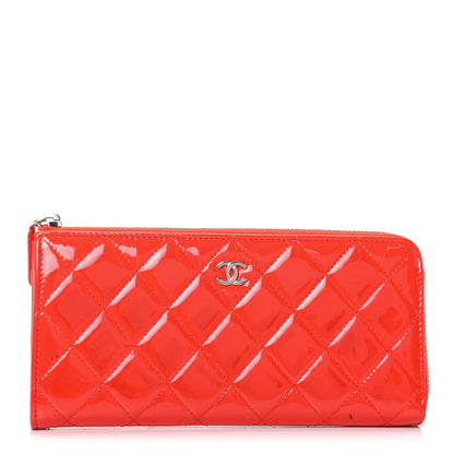 Chanel Patent Quilted Zip Wallet Red 1 of 11