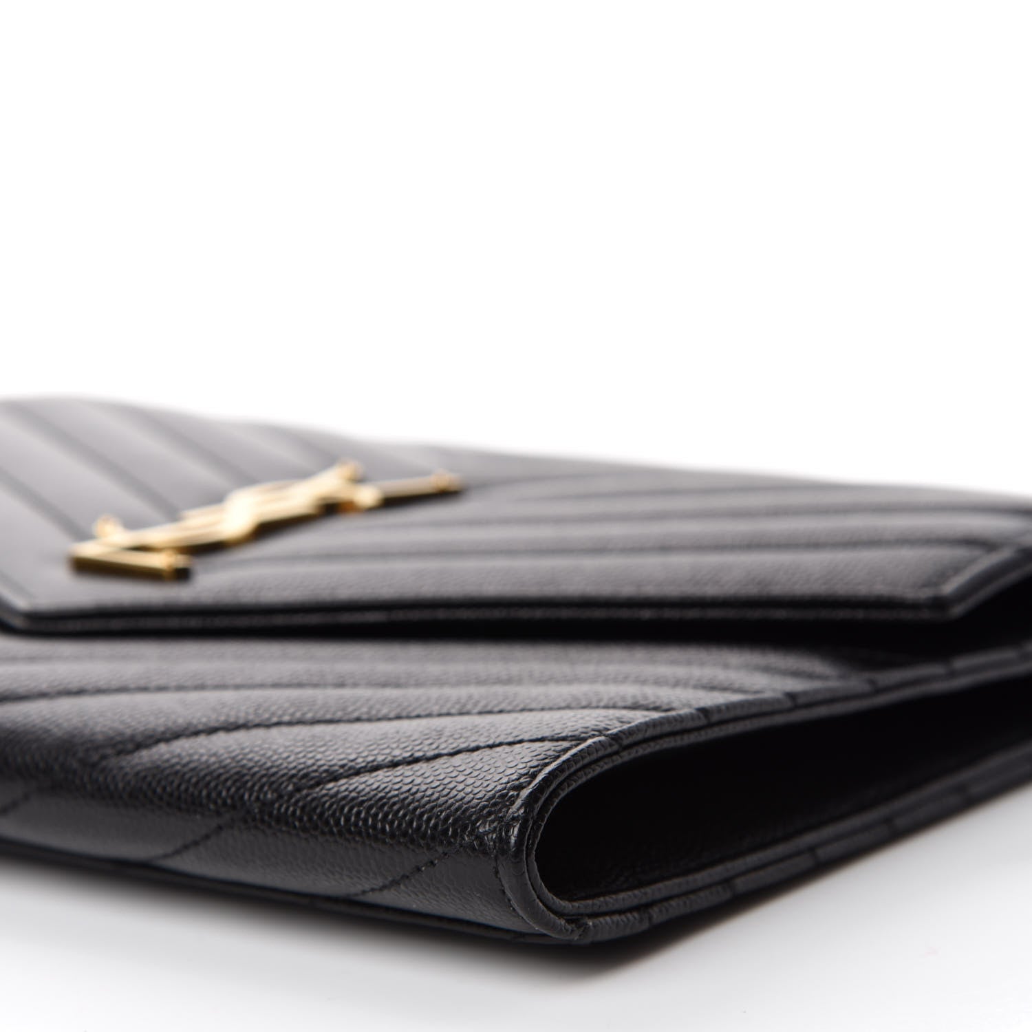 Saint Laurent Grain De Poudre Matelasse Chevron Monogram Envelope Clutch Black 7 of 11