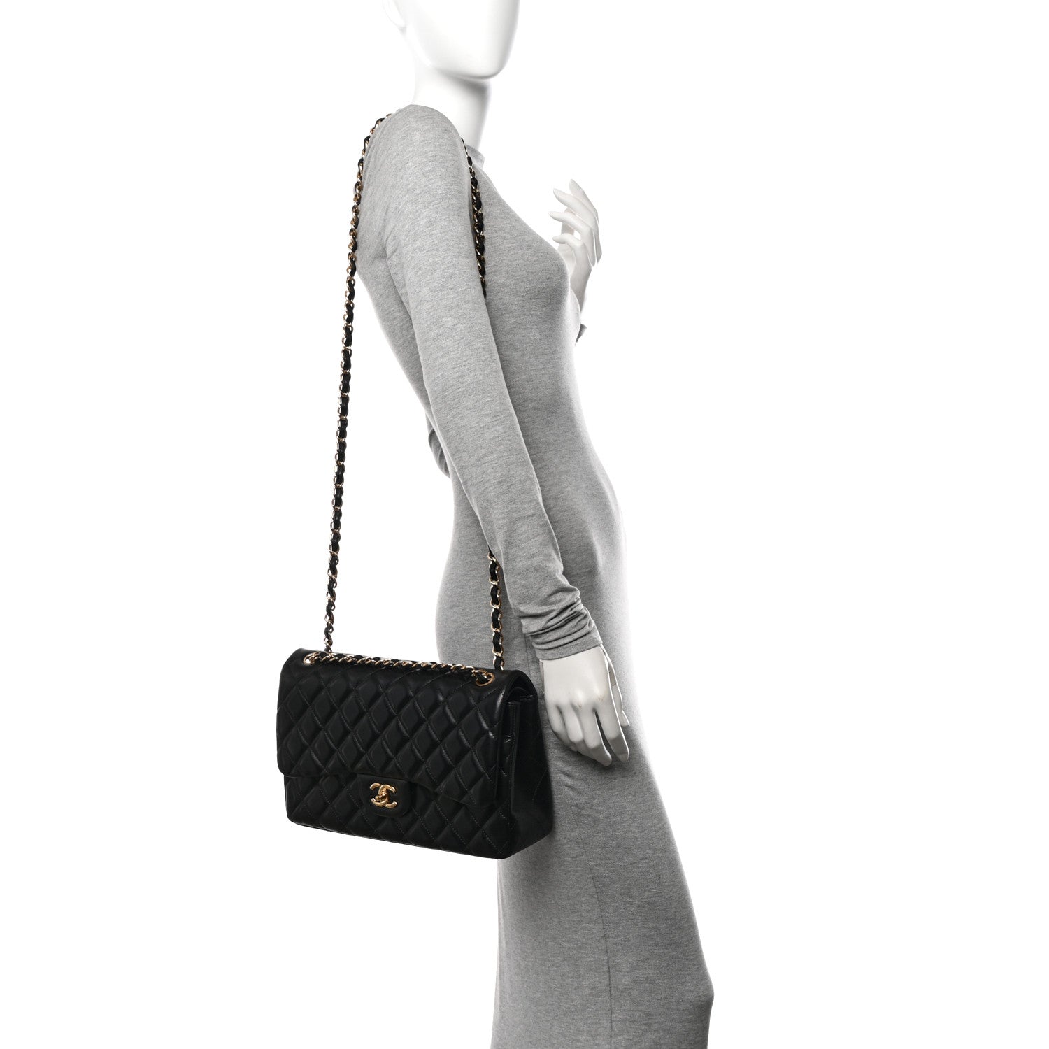 Chanel Lambskin Quilted Jumbo Double Flap Black 2 of 13