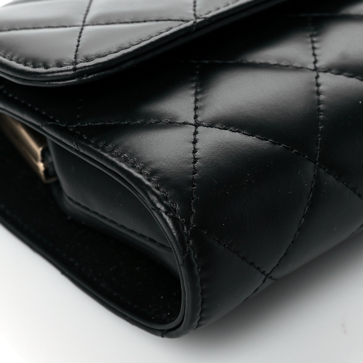 Chanel Shiny Calfskin Quilted Flap Phone Holder With Chain Black 9 of 11
