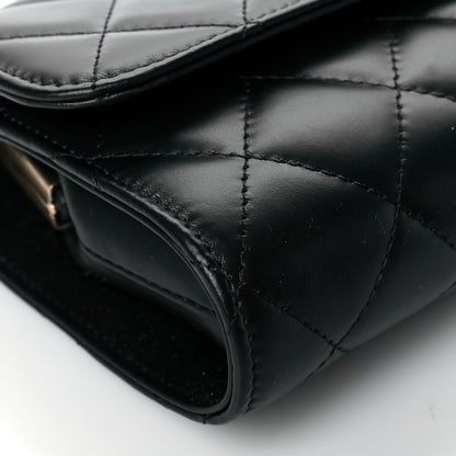 Chanel Shiny Calfskin Quilted Flap Phone Holder With Chain Black 9 of 11