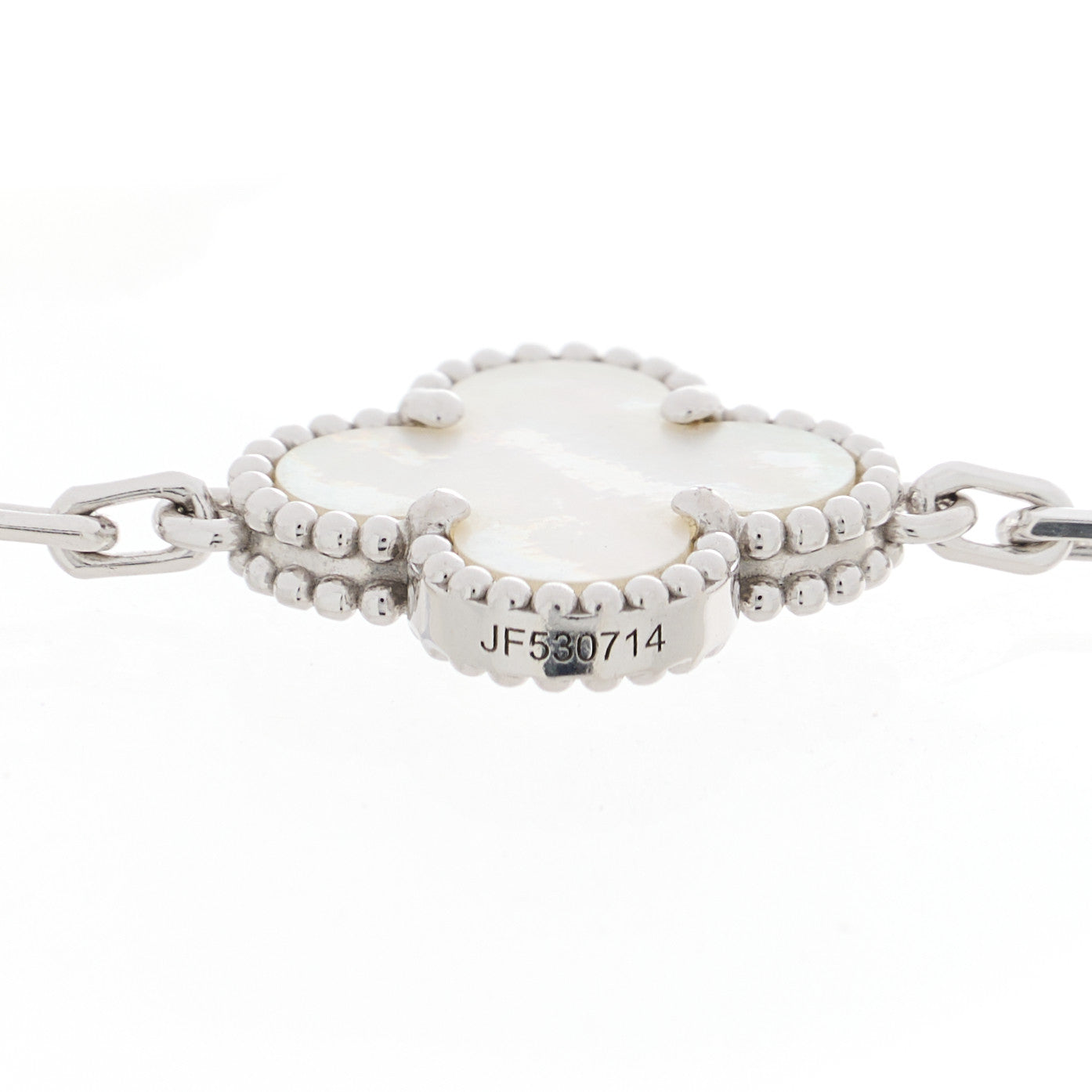 Van Cleef & Arpels 18K White Gold Mother of Pearl 5 Motifs Vintage Alhambra Bracelet 3 of 5