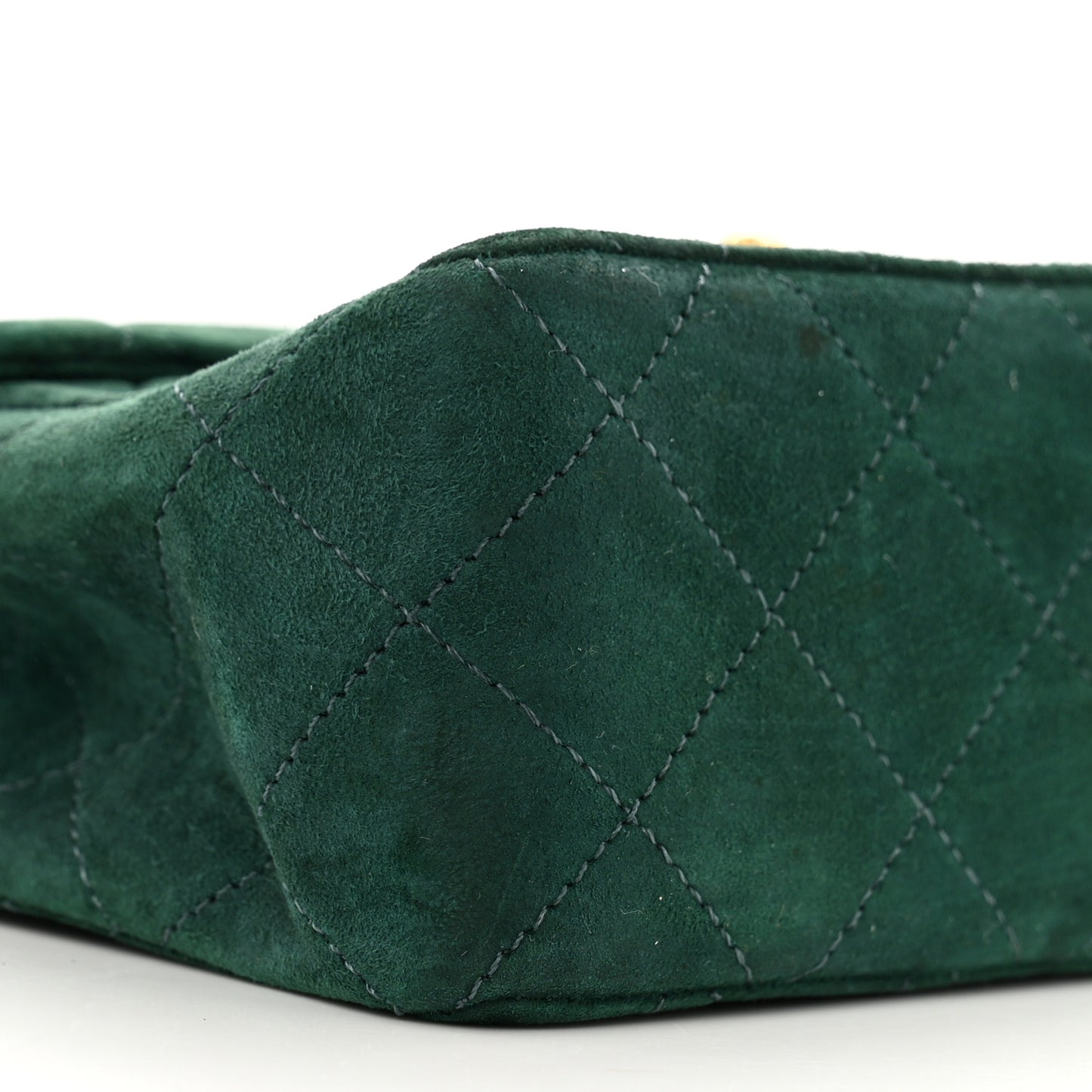 Suede Quilted Mini Square Flap Green