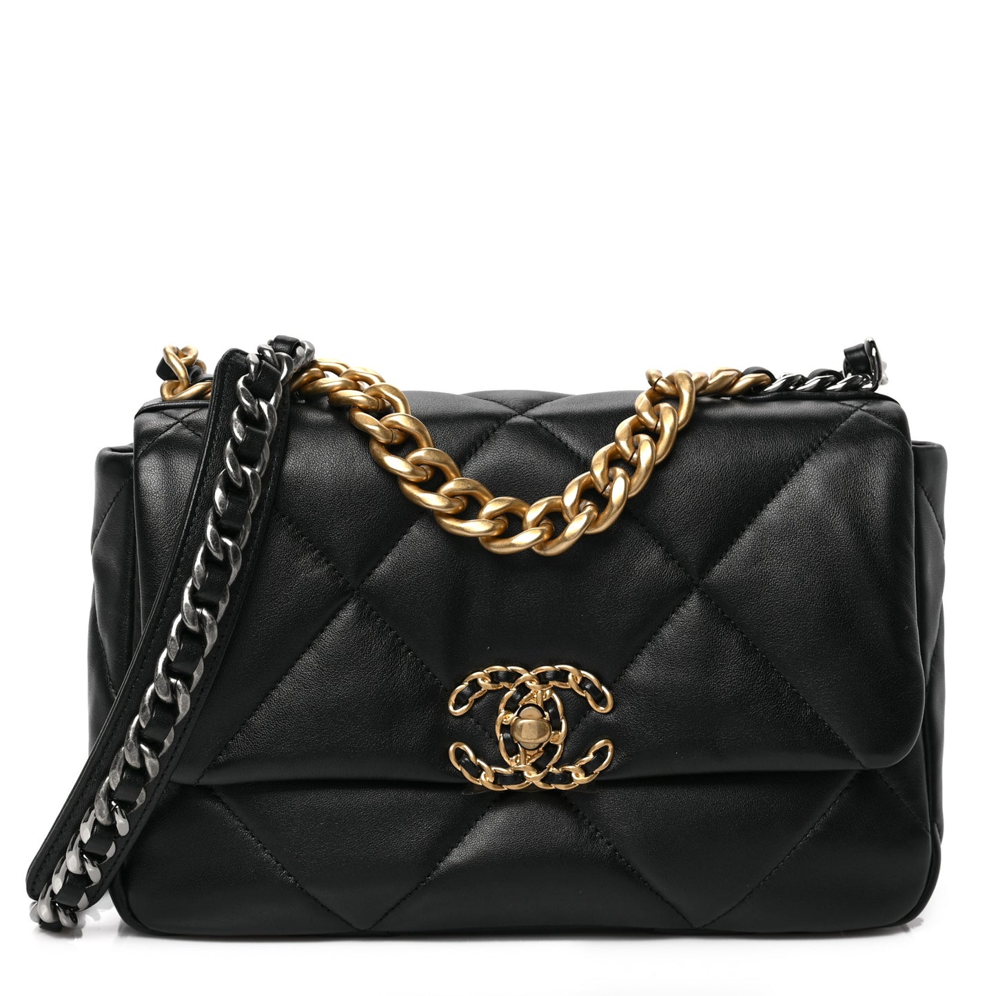 Lambskin Quilted Medium Chanel 19 Flap Black