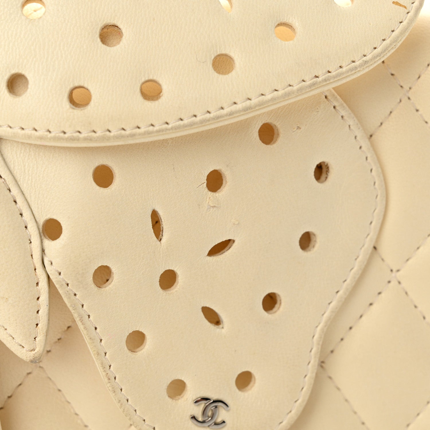 Chanel Lambskin Quilted Butterfly Chain Clutch White 17 of 21