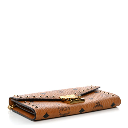 MCM Visetos Studded Patricia Wallet On Chain Cognac 4 of 10