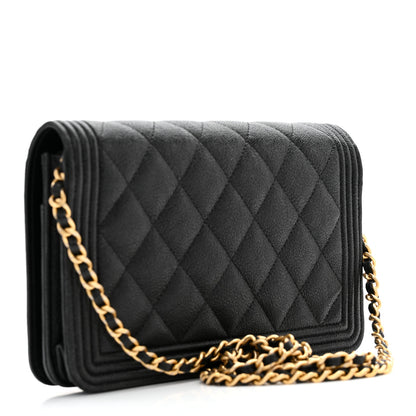 Chanel Caviar Quilted Boy Wallet On Chain WOC Black 3 of 12