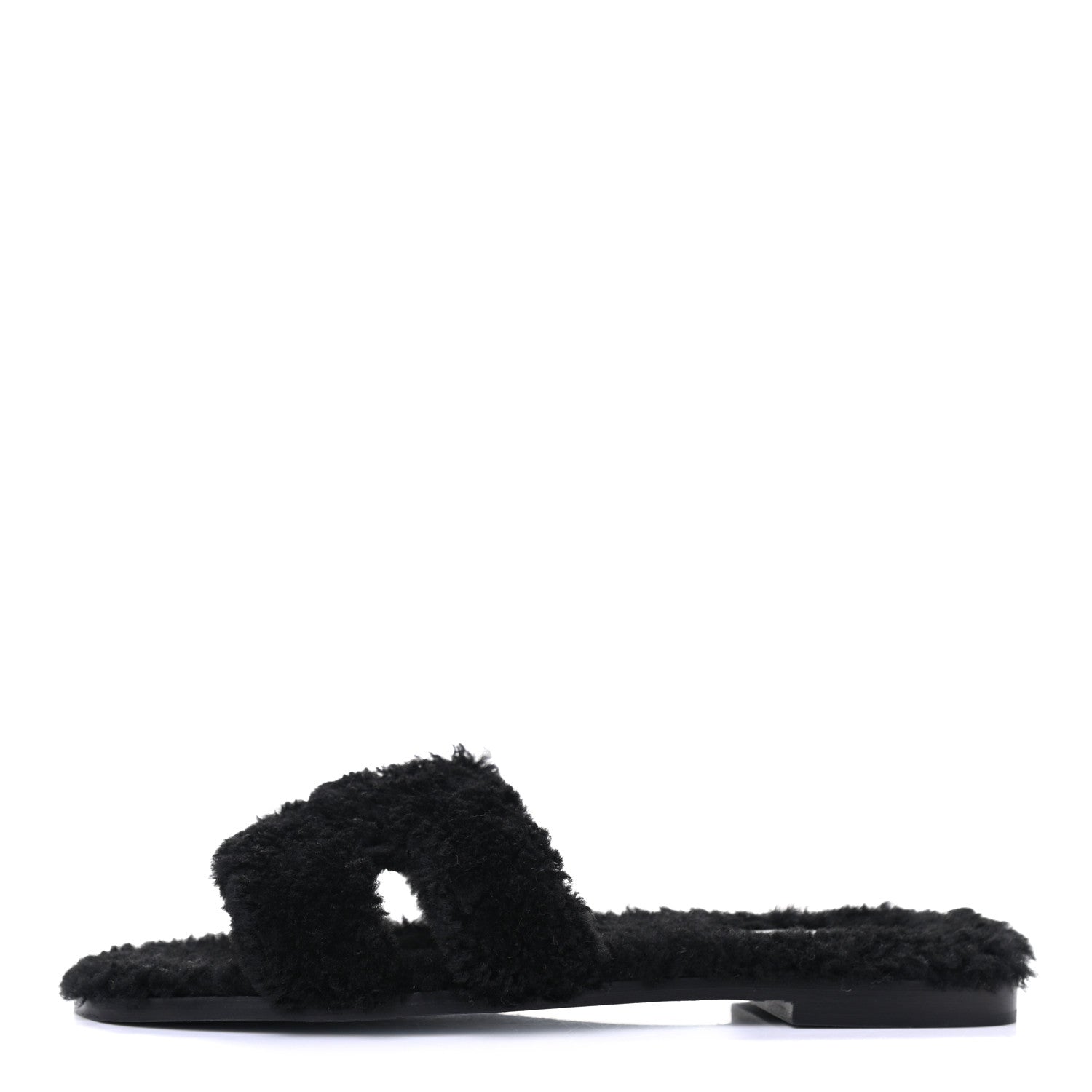 Hermes Woolskin Oran Sandals 39 Black 1 of 8