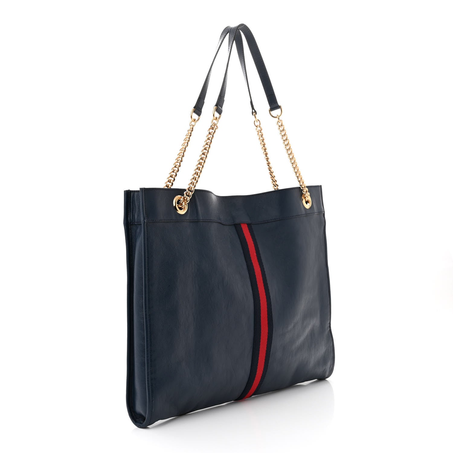 Gucci Calfskin Web Large Rajah Chain Tote Blue 4 of 12