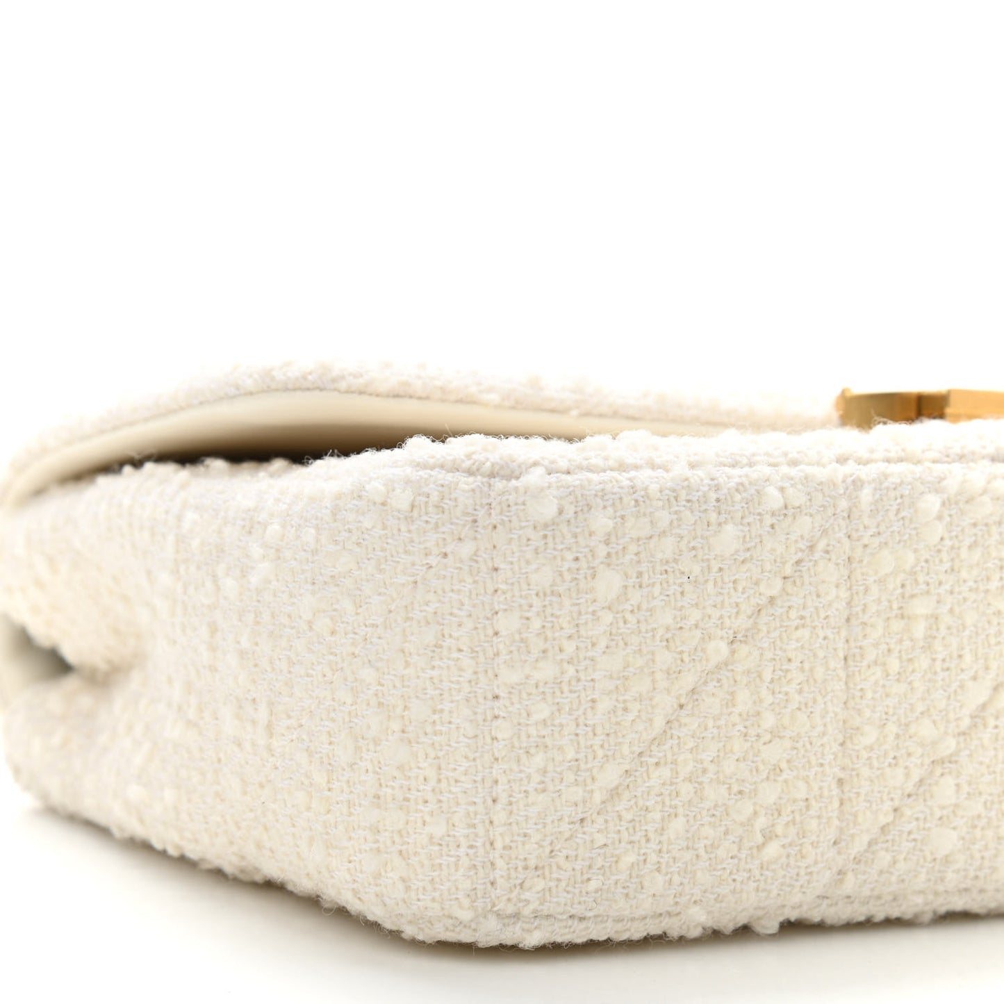 Boucle Tweed Patchwork Monogram Medium Jamie Baguette Craie